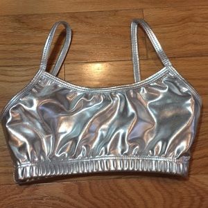 NWT Girls size 12-14 Top bra dance wear silver